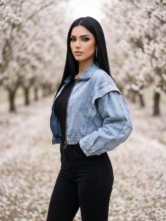 Fashion Nova Jackets & Blazers - Cropped Blue Denim Zip-Front Jacket
